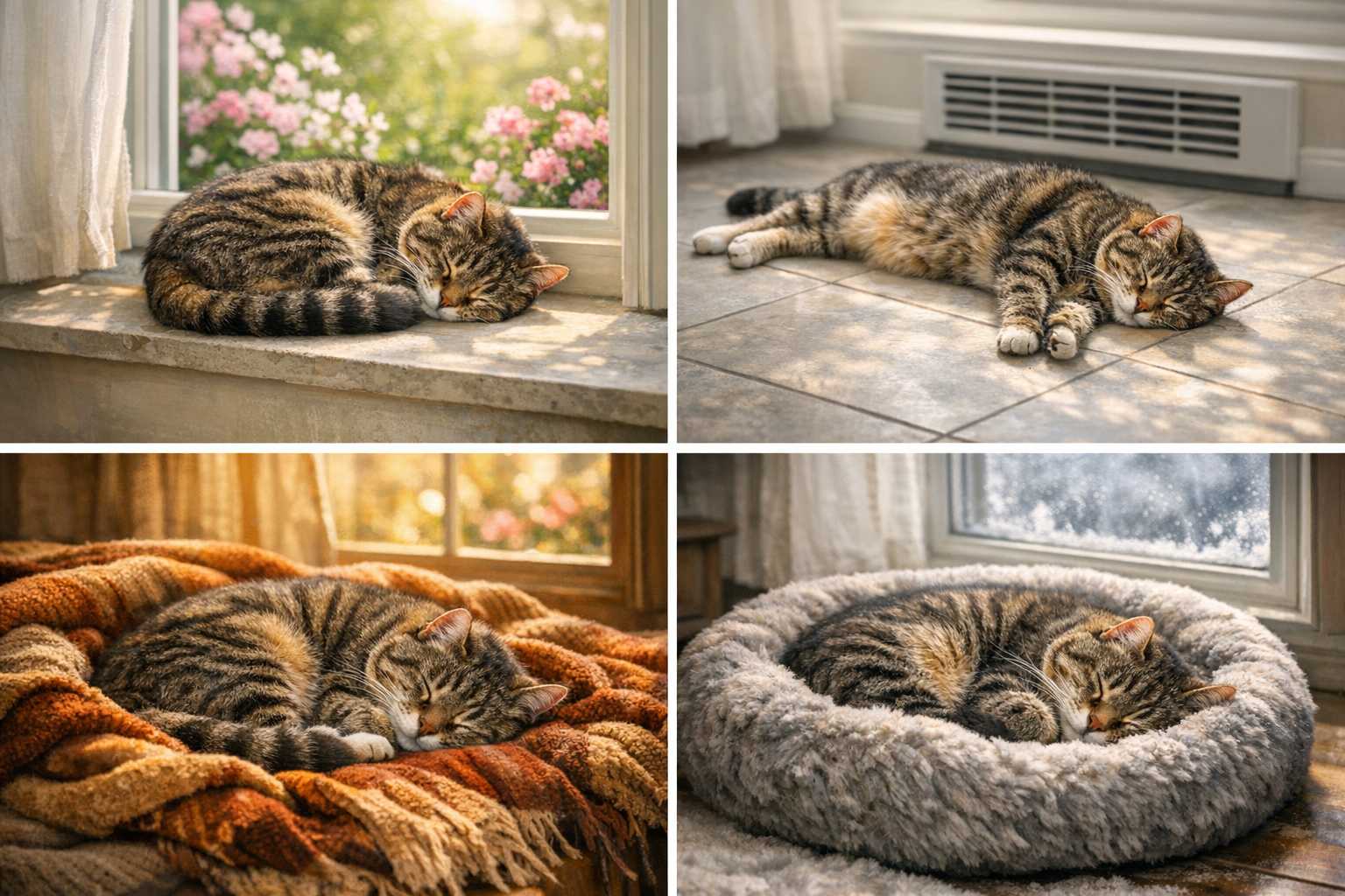 Les Ajustements Saisonniers du Sommeil des Chats : Comprendre leurs Cycles de Sommeil Annuels