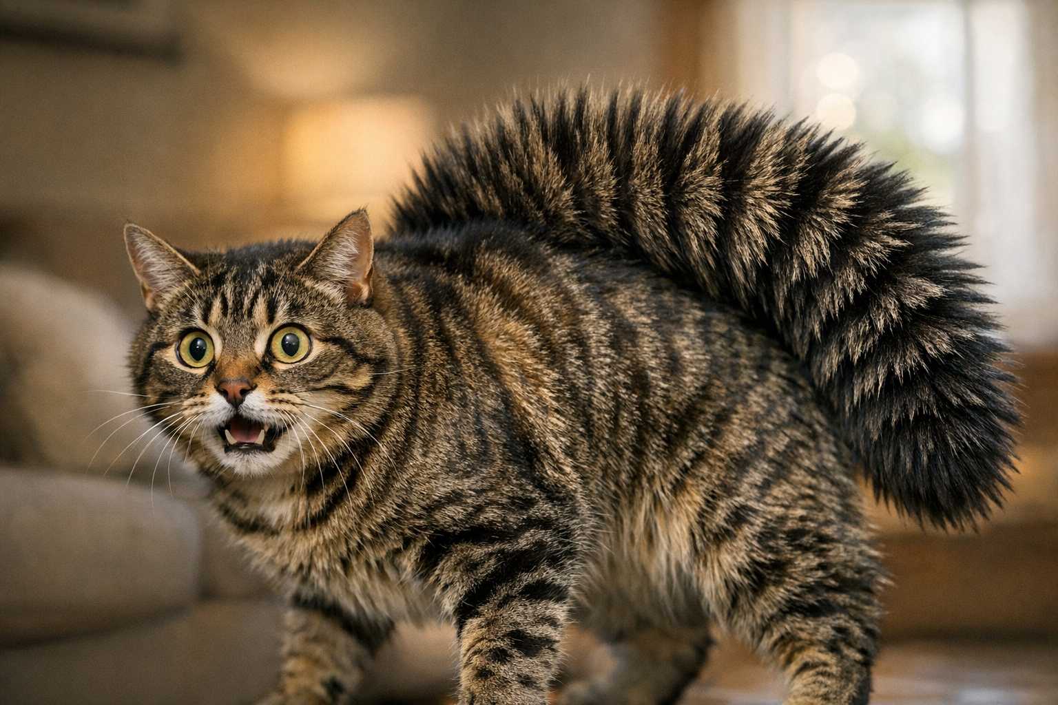 Geschwollener Katzenschwanz: Warum Katzen ihren Schwanz aufplustern und was das bedeutet